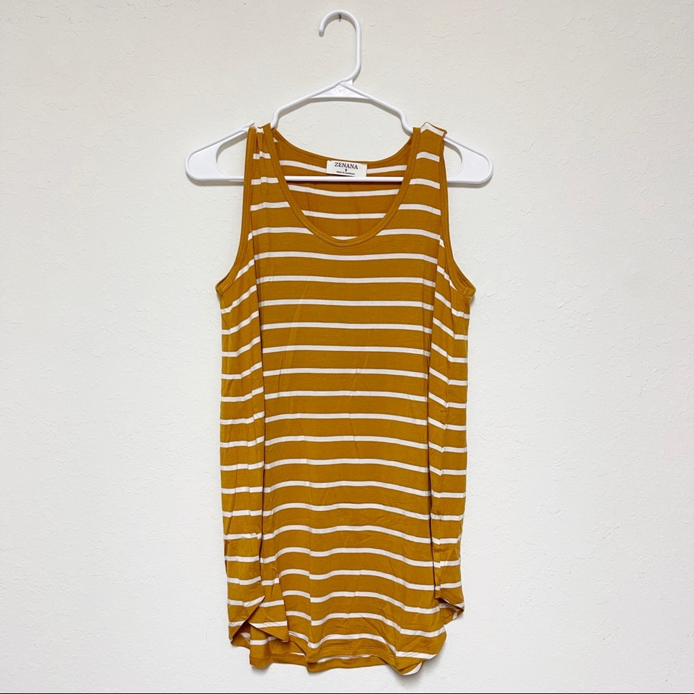 Golden Mustard Striped Pocket Tank